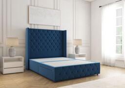 "BSSPOKE Ruby Divan Bed Plush Velvet 54""Headboard 2Drawers Footend No Mattress in Blue - Size: Small Double" - thumbnail 2