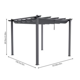 Living and Home 13x10ft Outdoor Retractable Aluminum Patio Pergola with Canopy in Grey - thumbnail 9