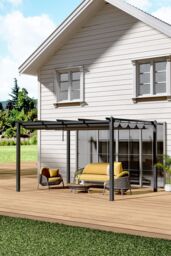 Living and Home 13x10ft Outdoor Retractable Aluminum Patio Pergola with Canopy in Grey - thumbnail 2