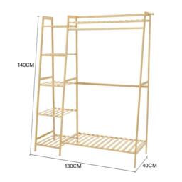 EONLION Wooden Bamboo Single Rod Clothes Rail in Light Oak - Size: 500mm - thumbnail 2