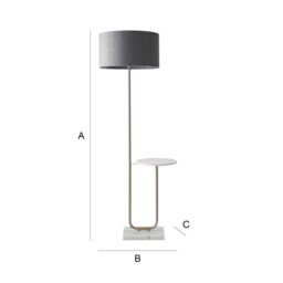 ValueLights Tavel Brushed Chrome Floor Lamp Light with Velvet Shade in Grey - Size: 18 inches - thumbnail 7