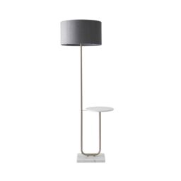 ValueLights Tavel Brushed Chrome Floor Lamp Light with Velvet Shade in Grey - Size: 18 inches - thumbnail 5