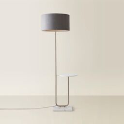 ValueLights Tavel Brushed Chrome Floor Lamp Light with Velvet Shade in Grey - Size: 18 inches - thumbnail 6