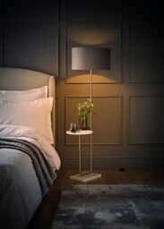 ValueLights Tavel Brushed Chrome Floor Lamp Light with Velvet Shade in Grey - Size: 18 inches - thumbnail 2