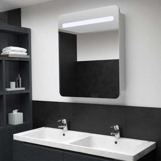 Berkfield Home LED Bathroom Mirror Cabinet 68x9x80 cm in White - Size: 68 x 9 x 80 cm - image 1