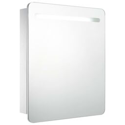 Berkfield Home LED Bathroom Mirror Cabinet 68x9x80 cm in White - Size: 68 x 9 x 80 cm - thumbnail 2