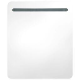 Berkfield Home LED Bathroom Mirror Cabinet 68x9x80 cm in White - Size: 68 x 9 x 80 cm - thumbnail 4