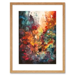 "Artery8 Abstract Coral Reef Modern Rainbow Painting Framed 9X7 Inch Art Print in Beige - Size: W7"" x H9""" - thumbnail 1