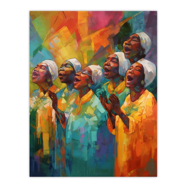 "Artery8 Christian Gospel Choir Colourful African Music Artwork Extra Large XL Wall Art Poster Print - Size: W24"" x H32""" - image 1