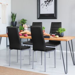 Gymax Set of 4 Dining Chairs Upholstered Chair for Kitchen Living Room Study in Black - thumbnail 3