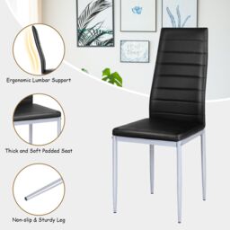 Gymax Set of 4 Dining Chairs Upholstered Chair for Kitchen Living Room Study in Black - thumbnail 4