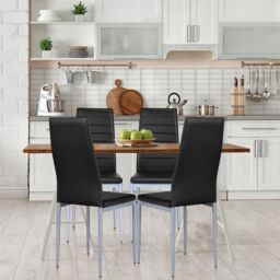 Gymax Set of 4 Dining Chairs Upholstered Chair for Kitchen Living Room Study in Black - thumbnail 2