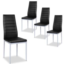 Gymax Set of 4 Dining Chairs Upholstered Chair for Kitchen Living Room Study in Black - thumbnail 1