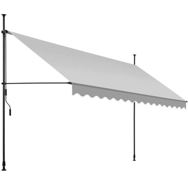 tectake Awning with hand crank - pressure fitted, height adjustable in Light Grey - Size: 300 cm x 180 cm - image 1