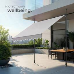 tectake Awning with hand crank - pressure fitted, height adjustable in Light Grey - Size: 300 cm x 180 cm - thumbnail 7