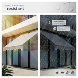 tectake Awning with hand crank - pressure fitted, height adjustable in Light Grey - Size: 300 cm x 180 cm - thumbnail 4