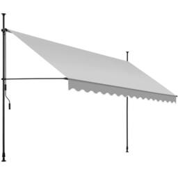 tectake Awning with hand crank - pressure fitted, height adjustable in Light Grey - Size: 300 cm x 180 cm - thumbnail 1