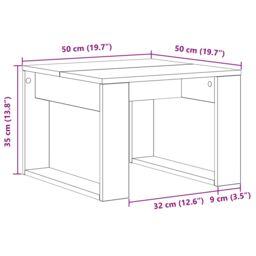 Berkfield Home Black Oak Side Table - 50x50x35 cm, Made from Engineered Wood - Size: 50 x 50 x 35 cm - thumbnail 9