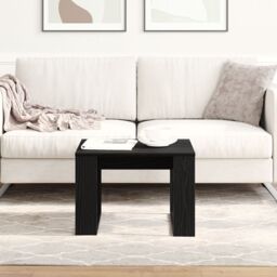 Berkfield Home Black Oak Side Table - 50x50x35 cm, Made from Engineered Wood - Size: 50 x 50 x 35 cm - thumbnail 4