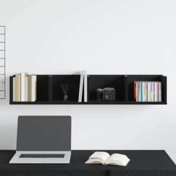Berkfield Home CD Wall Shelf Black Oak 100x18x18 cm Engineered Wood - Size: 100 x 18 x 18 cm - thumbnail 4