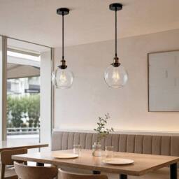 Emitto Ceiling Pendant Light Set of 2 Industrial Glass LampShade Adjustable Cable in Black - thumbnail 2