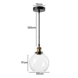 Emitto Ceiling Pendant Light Set of 2 Industrial Glass LampShade Adjustable Cable in Black - thumbnail 4