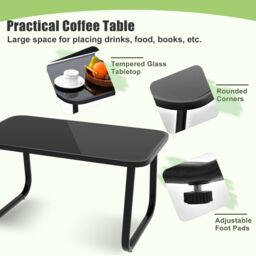 Costway 4 Piece Patio Rocking Set Outdoor Rocker Chair Conversation Set in Black - thumbnail 6