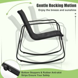 Costway 4 Piece Patio Rocking Set Outdoor Rocker Chair Conversation Set in Black - thumbnail 4