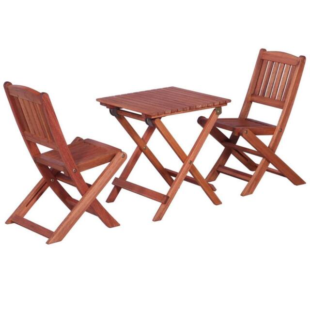 Berkfield Home 3 Piece Bistro Set for Children Solid Eucalyptus Wood in Brown - image 1