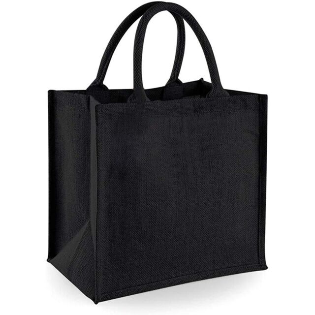Westford Mill Jute Mini Tote Shopping Bag (14 Litres) Pack of 2 in Black - image 1