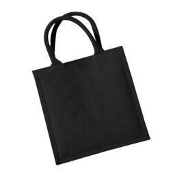 Westford Mill Jute Mini Tote Shopping Bag (14 Litres) Pack of 2 in Black - thumbnail 2