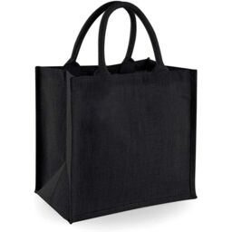 Westford Mill Jute Mini Tote Shopping Bag (14 Litres) Pack of 2 in Black - thumbnail 1