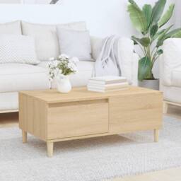 Berkfield Home Coffee Table Sonoma Oak 90x50x36.5 cm Engineered Wood in Light Tan - thumbnail 2