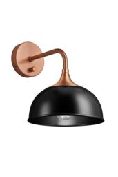 Industville Chelsea Dome Wall Light, 8 Inch, Black, Copper Holder in Black - thumbnail 2