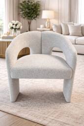 Stratus Interiors Oslo Modern Bouclé Accent Chair - Sculptural Contemporary Armchair in Cream - thumbnail 4
