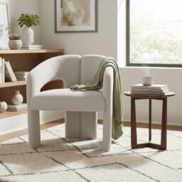 Stratus Interiors Oslo Modern Bouclé Accent Chair - Sculptural Contemporary Armchair in Cream
