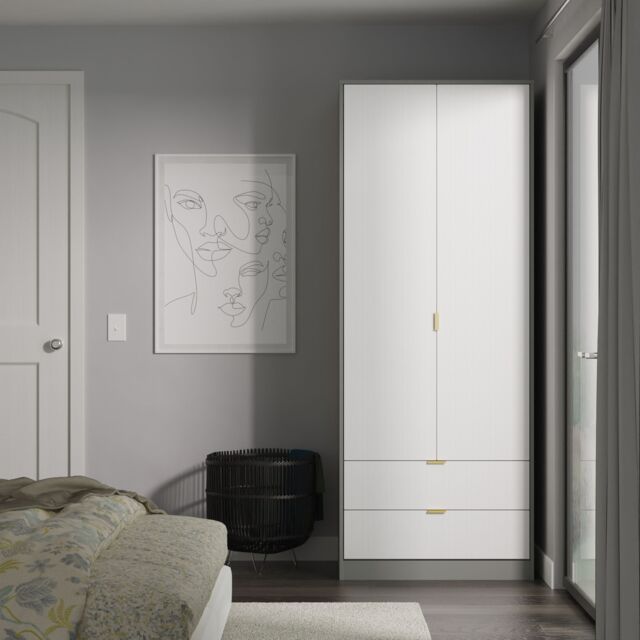 Ready Assembled 2 U Denver 2 Door Robe 2 Drawer Robe (Ready Assembled) in Mid Grey - Size: Large - image 1