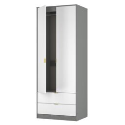 Ready Assembled 2 U Denver 2 Door Robe 2 Drawer Robe (Ready Assembled) in Mid Grey - Size: Large - thumbnail 6