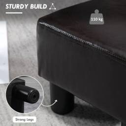 Wyld Haus Fatopa Brown Faux Leather Cube Footstool with 4 Plastic Feet - thumbnail 5