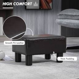 Wyld Haus Fatopa Brown Faux Leather Cube Footstool with 4 Plastic Feet - thumbnail 4
