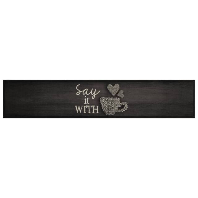 Berkfield Home Kitchen Rug Washable Cup Black 60x300 cm Velvet - image 1