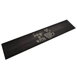 Berkfield Home Kitchen Rug Washable Cup Black 60x300 cm Velvet - thumbnail 2