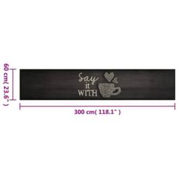 Berkfield Home Kitchen Rug Washable Cup Black 60x300 cm Velvet - thumbnail 5