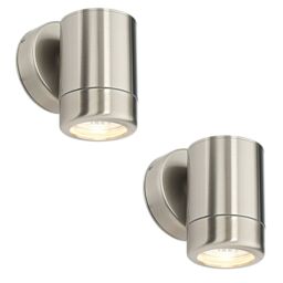 Loops 2 PACK Dimmable Outdoor IP65 Wall Downlight - 7W GU10 LED - Stainless Steel in Metallics