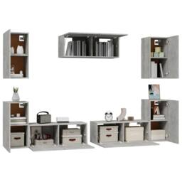 Berkfield Home 7 Piece TV Cabinet Set Concrete Grey Engineered Wood - thumbnail 4