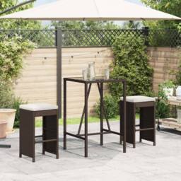 Berkfield Home Garden Bar Stools with Cushions 2 pcs Brown Poly Rattan - thumbnail 2