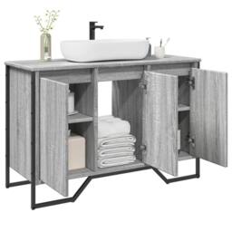 Berkfield Home Bathroom Sink Cabinet Grey Sonoma 91x35x60 cm Engineered Wood - Size: 91 x 35 x 60 cm - thumbnail 2