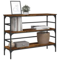 Berkfield Home Decorative Console Table Smoked Oak 100x32x75 cm Engineered Wood in Brown - Size: 100 x 32 x 75 cm - thumbnail 4