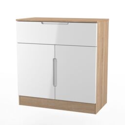 Ready Assembled 2 U Lucca 1 Drawer 2 Door Sideboard (Ready Assembled) in Light Oak - Size: Medium - thumbnail 4