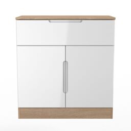 Ready Assembled 2 U Lucca 1 Drawer 2 Door Sideboard (Ready Assembled) in Light Oak - Size: Medium - thumbnail 2